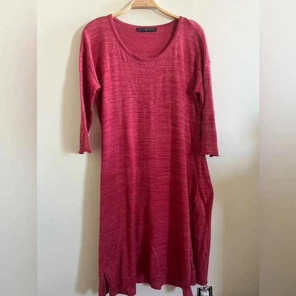 Peruvian Connection Red Tunic Dress Size Sm Lagenlook Comfy Lightweight Pockets - Picture 2 of 8